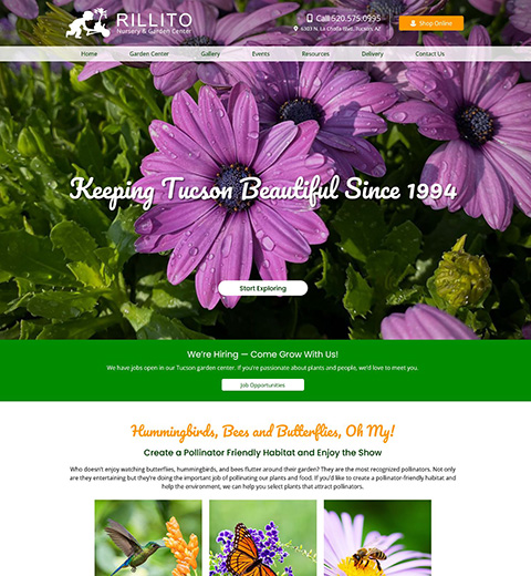 Website design Tucson Garden Center